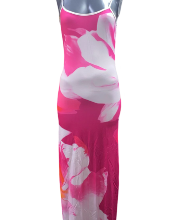 VESTIDO FLOR FUCSIA Y BLANCO