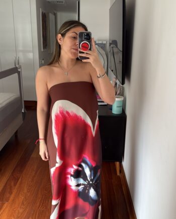 VESTIDO FLOR MARRÓN
